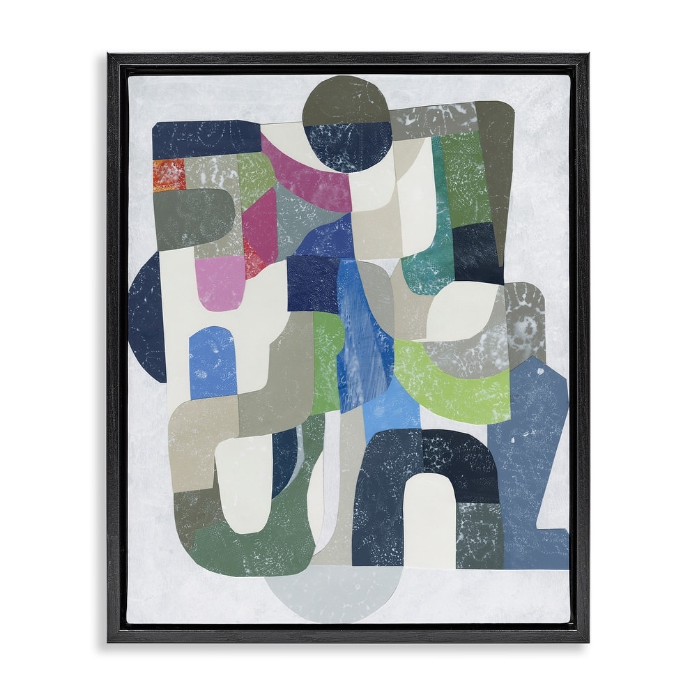 Stupell Retro Geometrics on Grey Framed Floater Canvas Wall Art Design By Coco Good