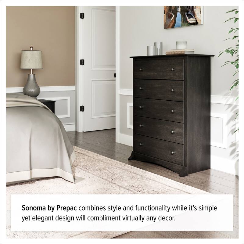 Copper Grove Periyar Washed Black 5-drawer Chest