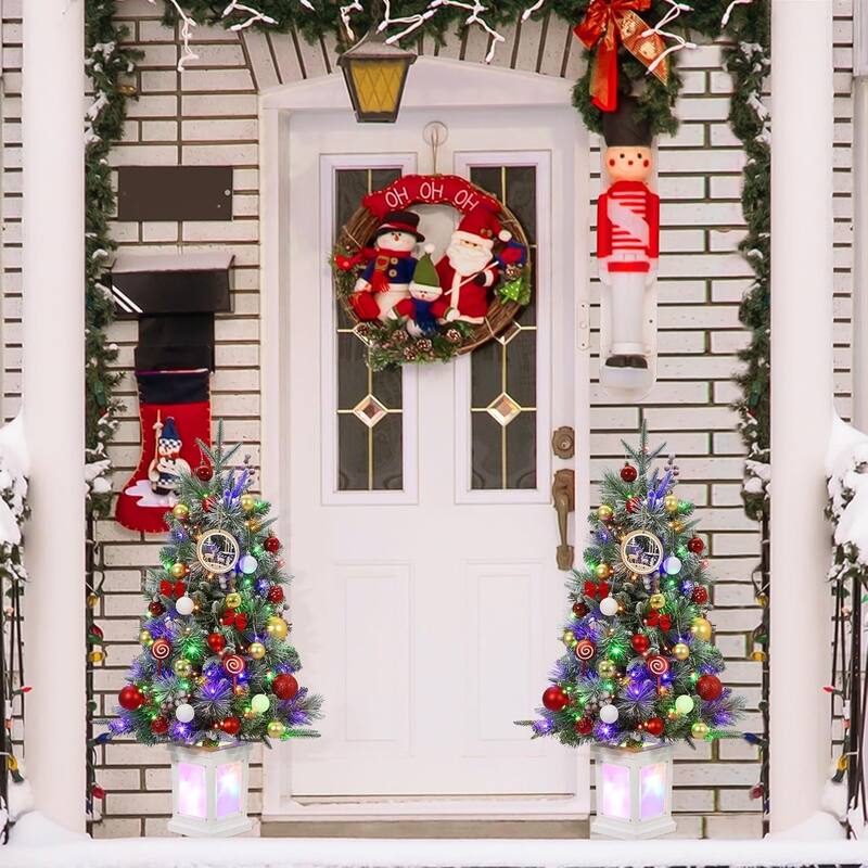3 Ft Pre-Lit Christmas Tree with 78 LED Lights, Battery Operated and Timer, Christmas Decoration (Clear Pot,8 Modes, 8in)