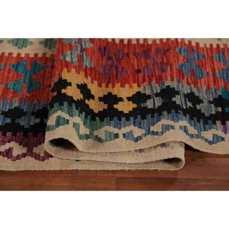 Southwestern Style Kilim Oriental Large Rug Hand-Woven Wool Carpet - 10'0"x 16'1"