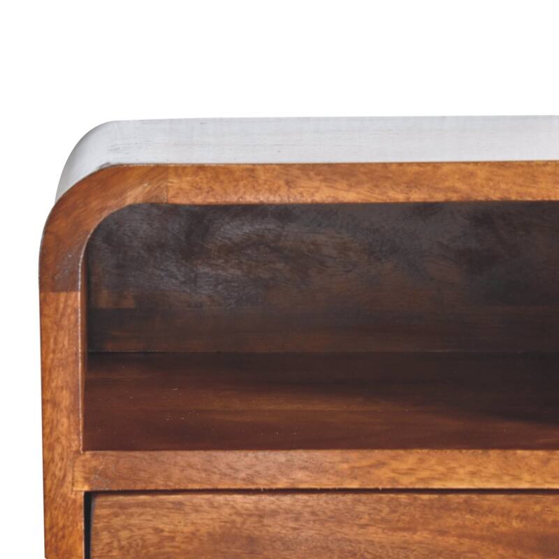 Extra Mini Wall-Mounted Curved Chestnut Nightstand