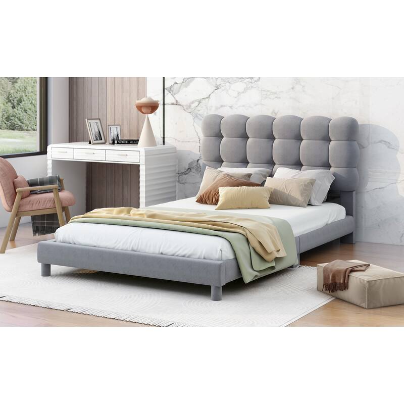 Upholstered Platform Bed with Soft Headboard