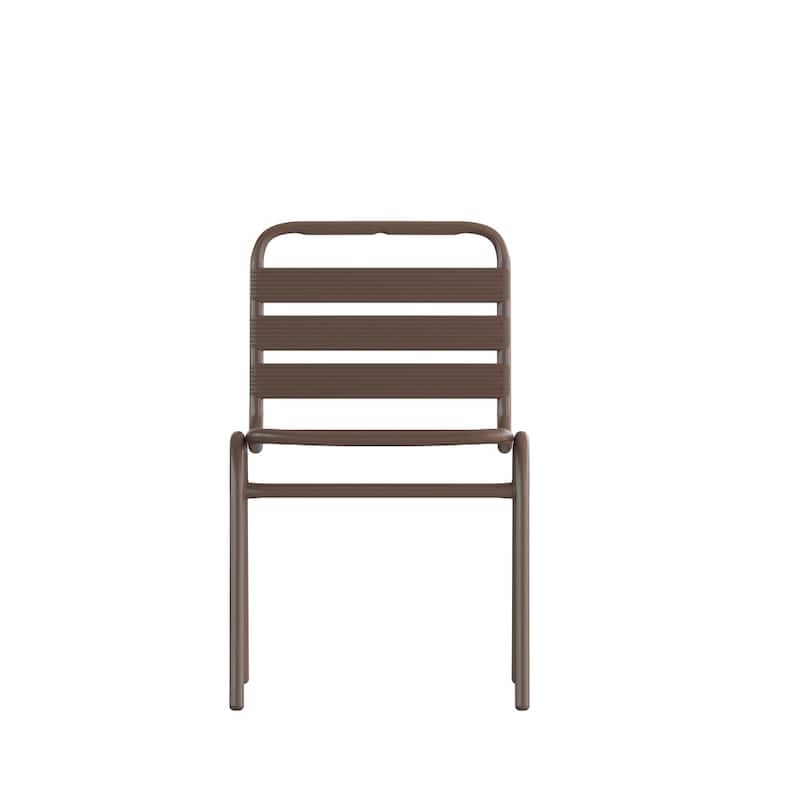 4PK Commercial Aluminum Indoor-Outdoor Restaurant Stack Chair - Triple Slat Back