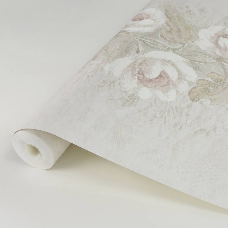 Zio and Sons Dutch Garland Blush Gardenia Stripe Wallpaper
