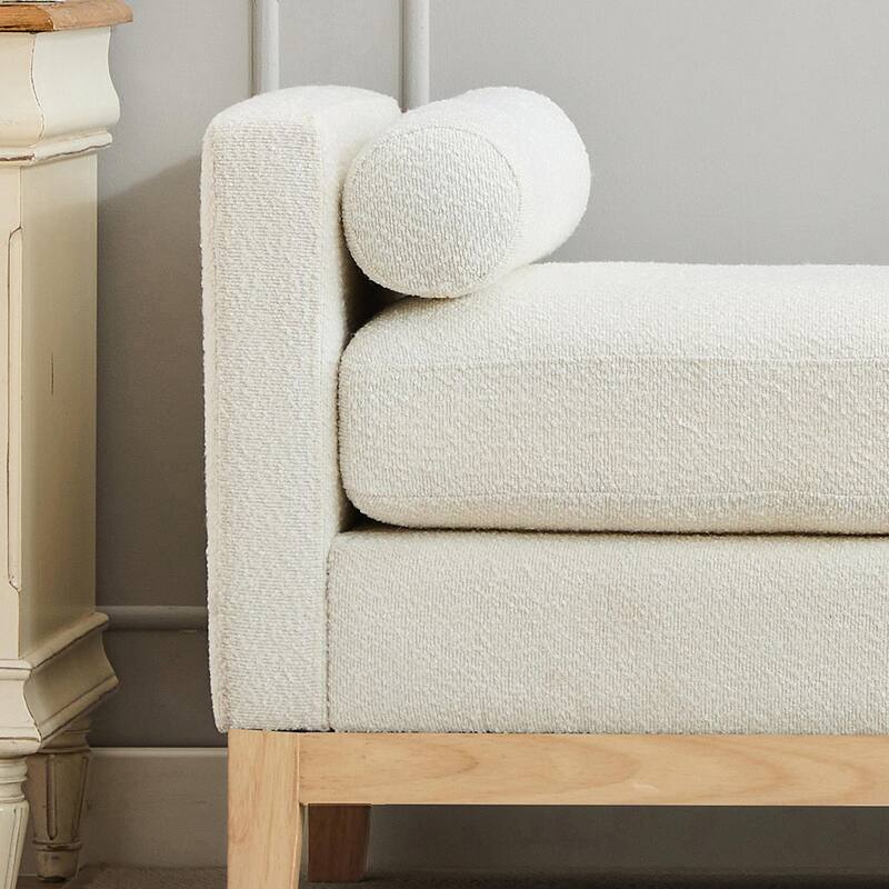​66" Upholstered Storage Bench - PU with Bolster Pillows