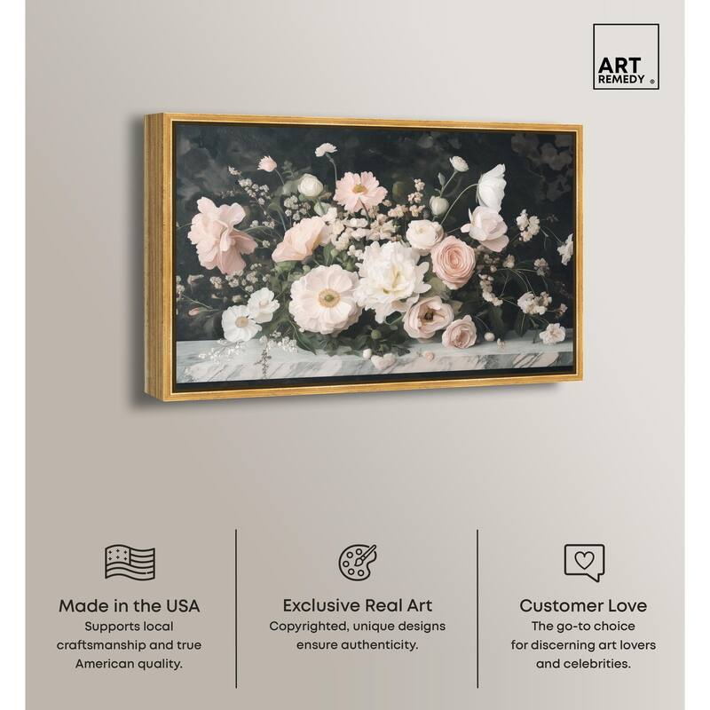 Marble and Blooms Canvas by Art Remedy