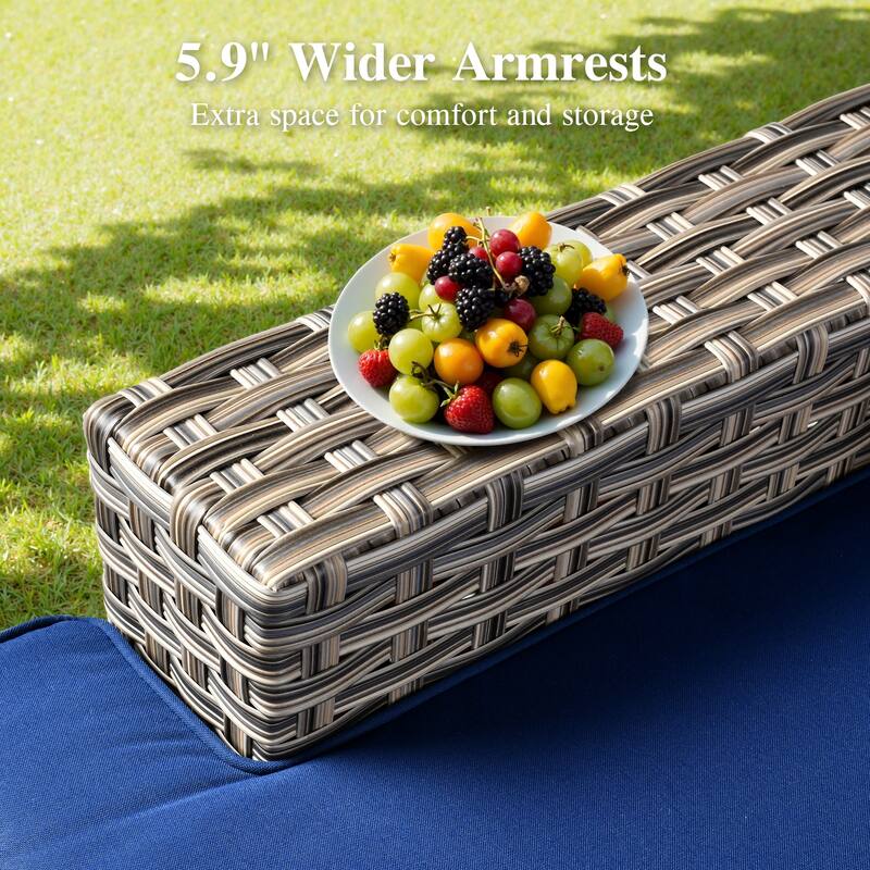 OVIOS 9 Pieces T shaped Swivel Chair Set With Solar-Powered Coffee Table