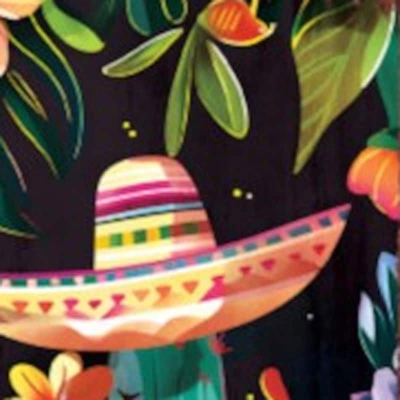 HomeRoots 36" Black And Green Solid Wood Cinco de Mayo Cactus Porch Sign