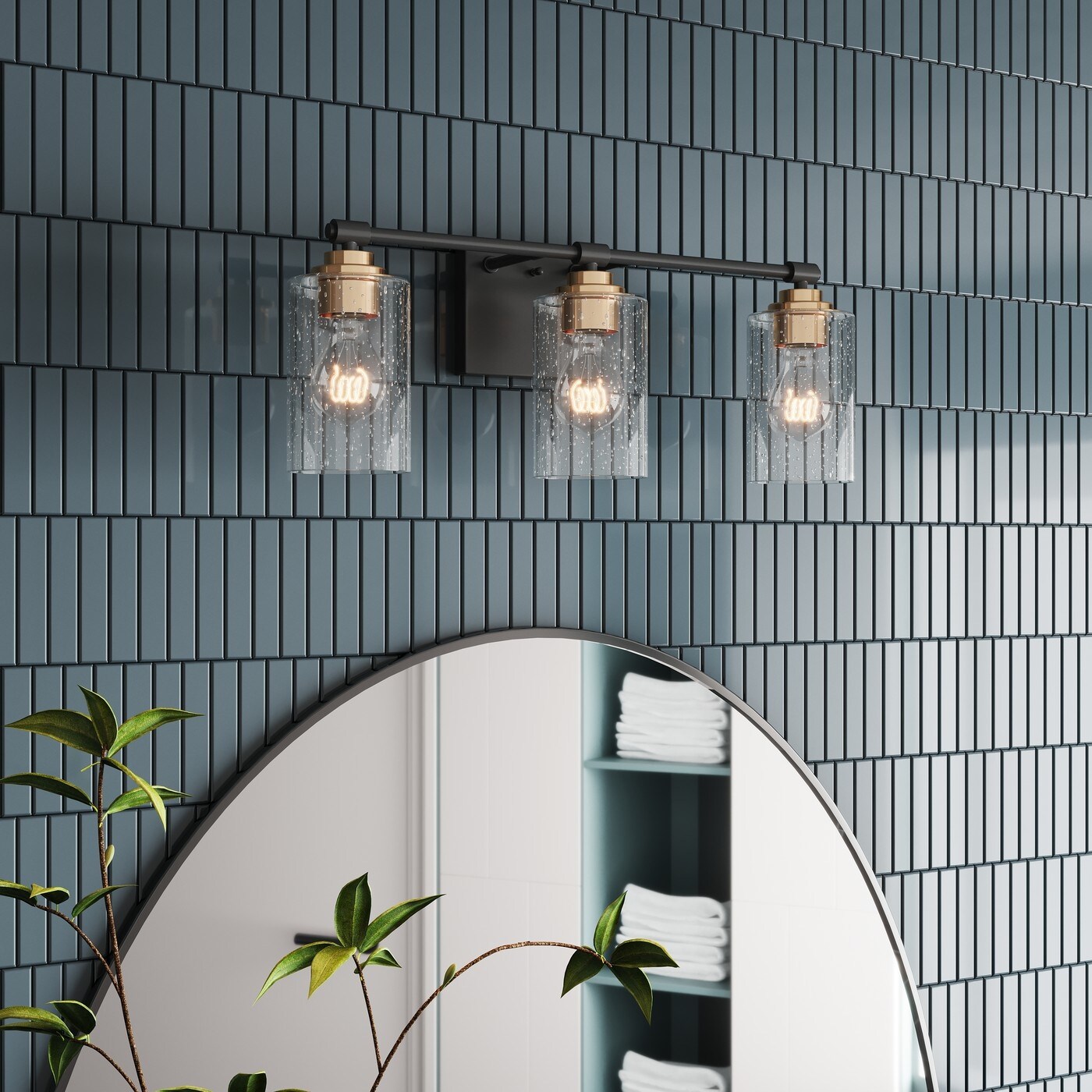 Seeded glass store bathroom vanity light