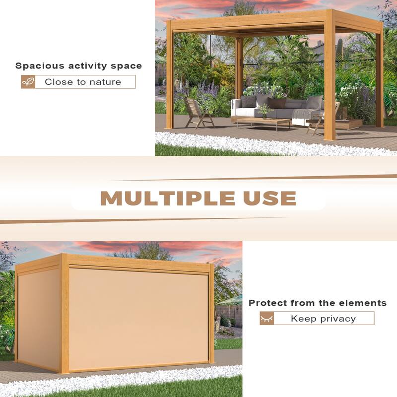 EROMMY Outdoor Louvered Pergola Gazebo with Adjustable Aluminum Rainproof Roof