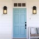 preview thumbnail 8 of 10, 14.8"H Outdoor Black Modern Exterior Wall Lantern Sconce Light with Clear Glass Panels