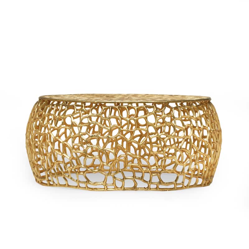 Modern Handcrafted Aluminium Mesh Pattern Coffee Table