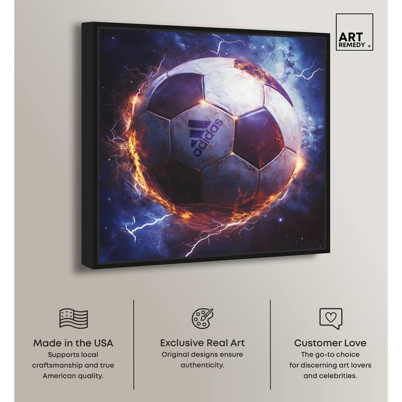 Electrify Soccer Ball Canvas by Art Remedy