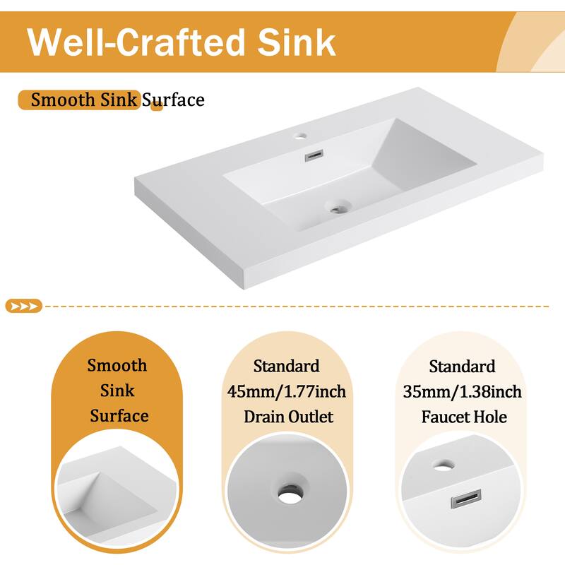 Malwee 36"/42"/48" FreeStanding Bathroom Vanity with Sink