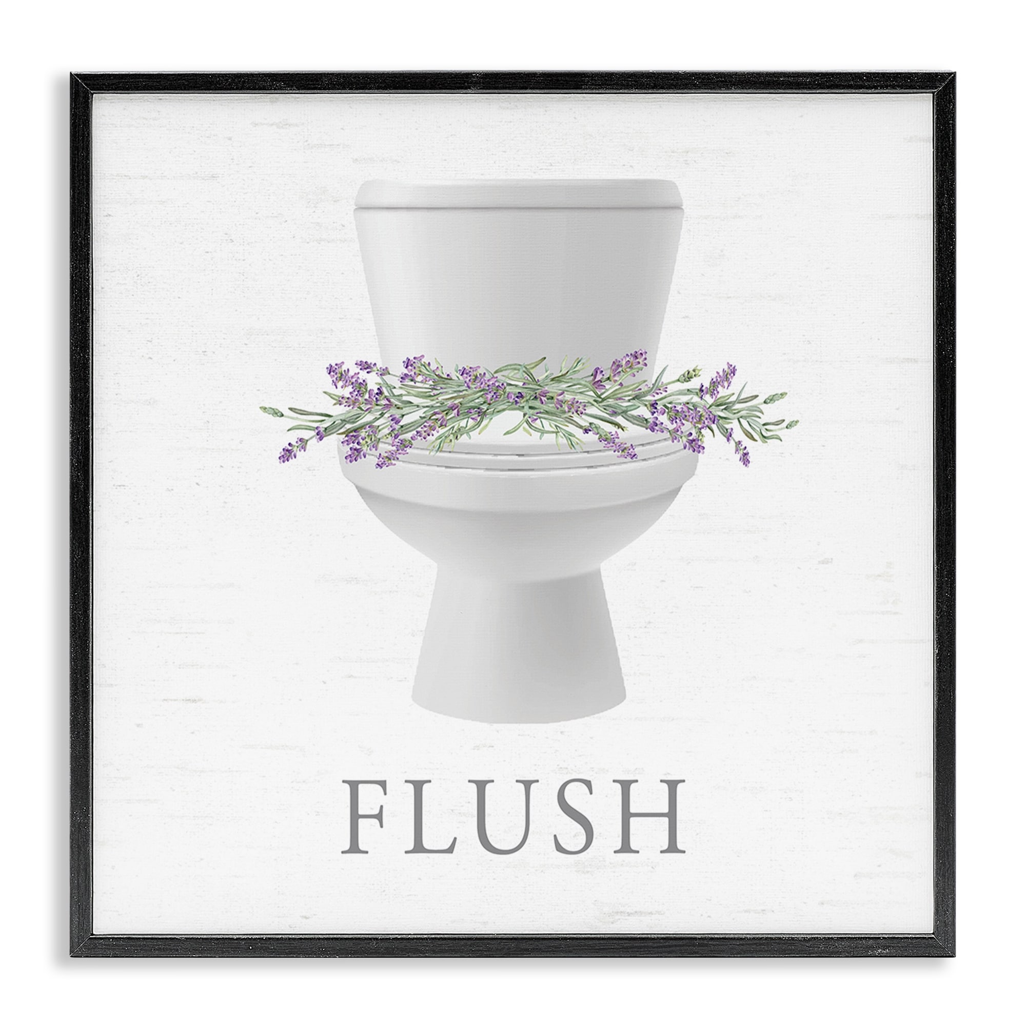 Stupell Flush Toilet & Lavender Framed Giclee Art Design By Lettered and Lined