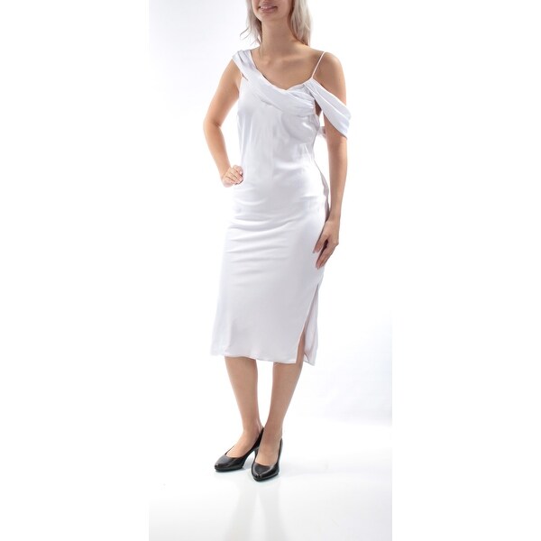 Shop Womens White Spaghetti Strap Below The Knee Sheath ...