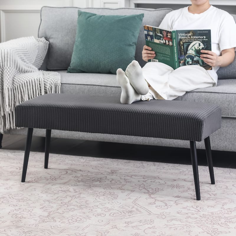 Adeco Modern End of Bed Bench Tufted Ottoman