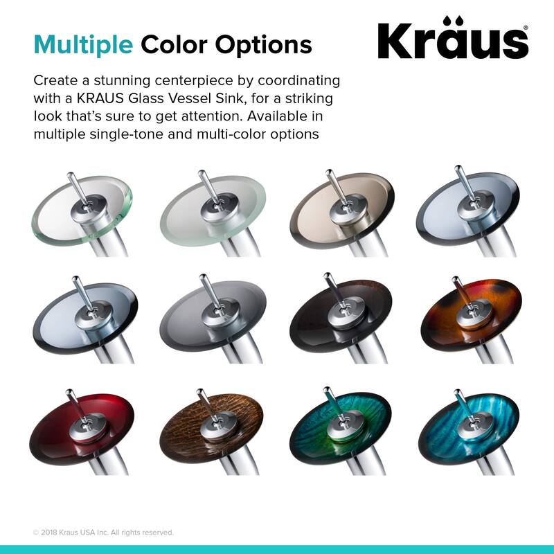 Kraus Waterfall Single Hole Vessel Bathroom Faucet - Metal Pop-Up