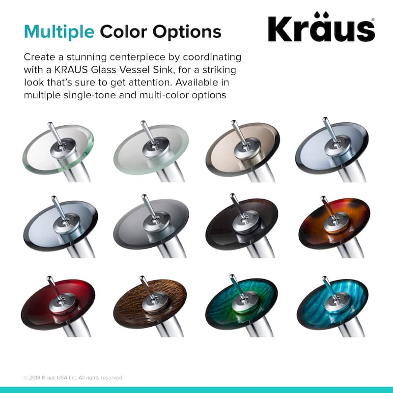 Kraus Waterfall Single Hole Clear Glass Vessel Bathroom Faucet - Metal
