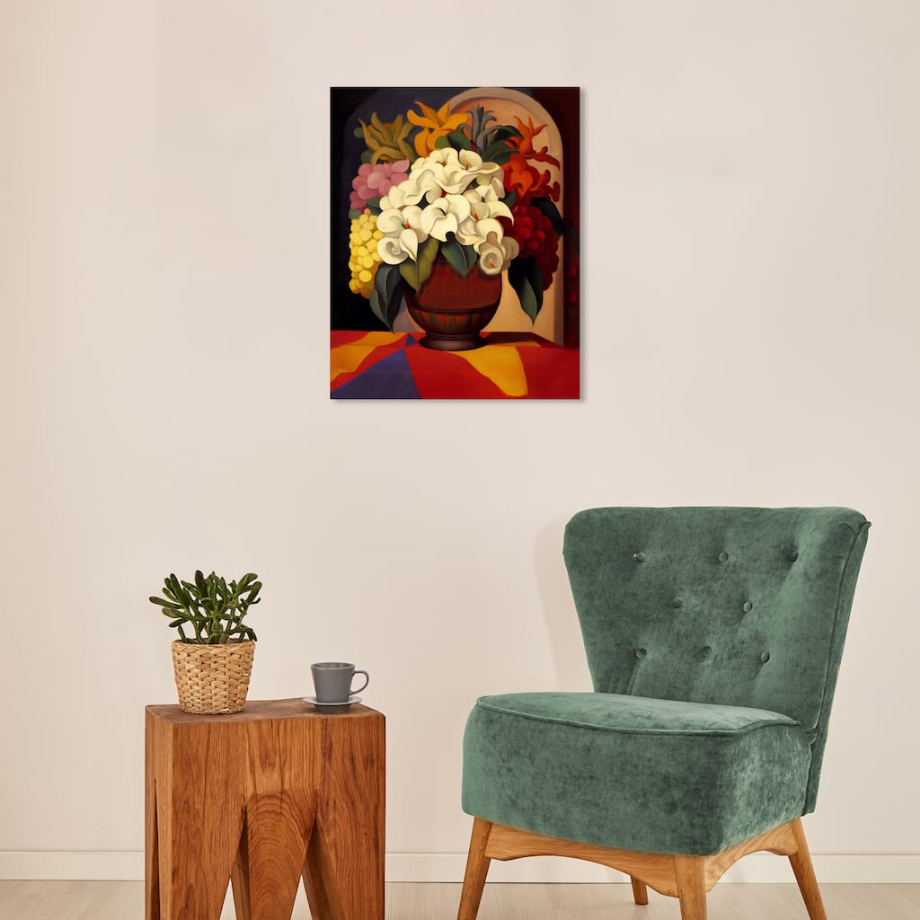 Wynwood Studio Canvas Floral and Botanical Mexican Flower Vase IV Orange and Traditional Wall Art Canvas Print