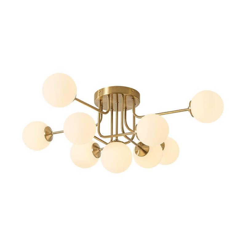 Linear Frosted Glass Globe Sputnik Semi Flush Ceiling Light