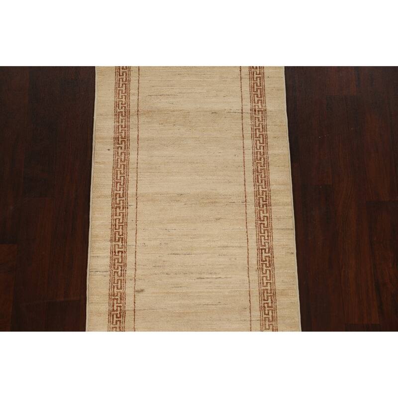 Bordered Gabbeh Kashkoli Oriental Wool Runner Rug Hand-knotted Carpet - 2'8" x 9'2"