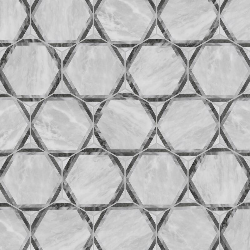 Merola Tile Classico Bardiglio Hex Dimension Light 7" x 8" Porcelain Floor and Wall Tile