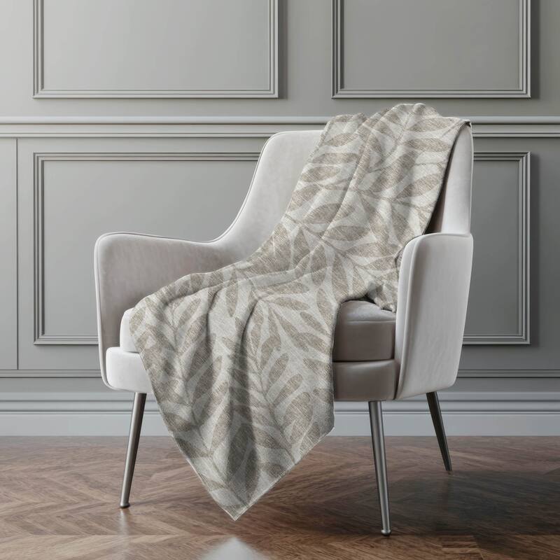 Premium Machine Washable ASB111 Floral Palms Sherpa Throw Blanket