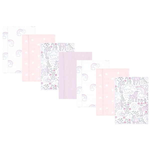 slide 1 of 1, Hudson Baby Infant Girl Flannel Burp Cloth 7pk, Dreamy Unicorn, One Size - Dreamy Unicorn 7 Pack - One Size One Size - Dreamy Unicorn 7 Pack