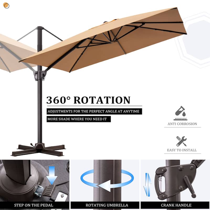 Pellebant 9 FT x 11 FT Outdoor Cantilever-Offset Umbrella with Premium Base Stand