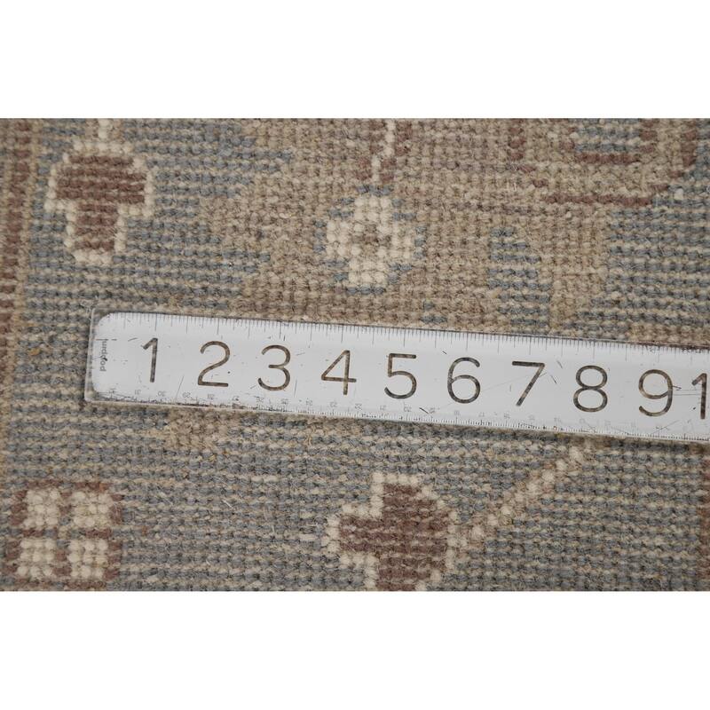 Ivory Oushak Indian Large Rug Hand-Knotted Wool Carpet - 10'0" x 14'1"