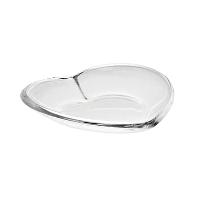 Glass Tray - Shallow Bowl - Heart Shaped For Fruits - 10" Width - 10" Width