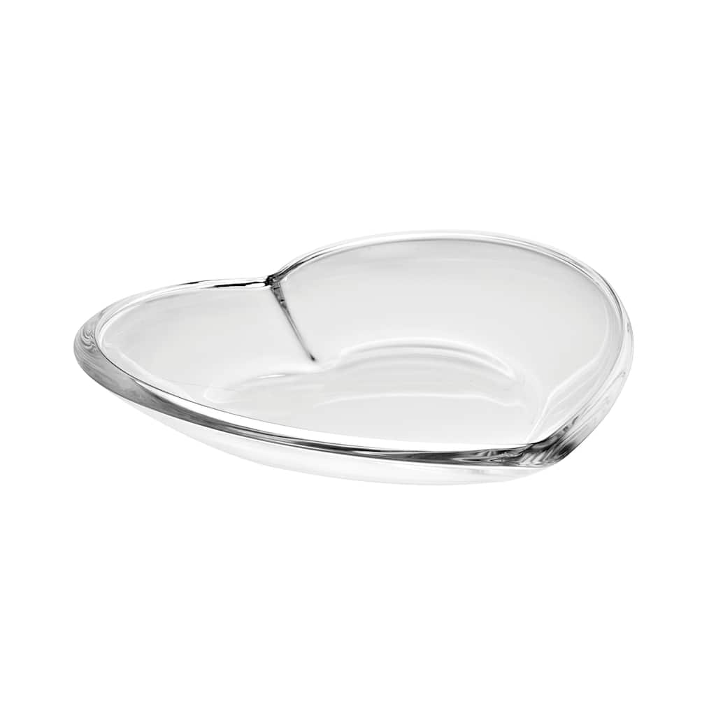 Glass Tray - Shallow Bowl - Heart Shaped For Fruits - 10" Width - 10" Width