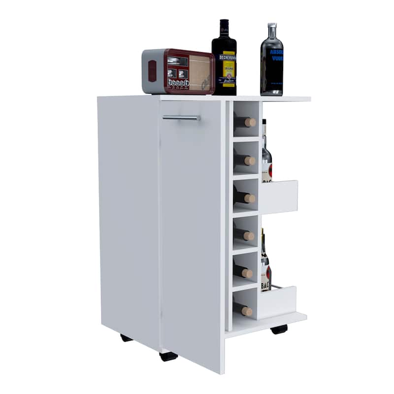 FM Furniture Tennessee Bar Cart, One Cabinet With Division,Black - N/A