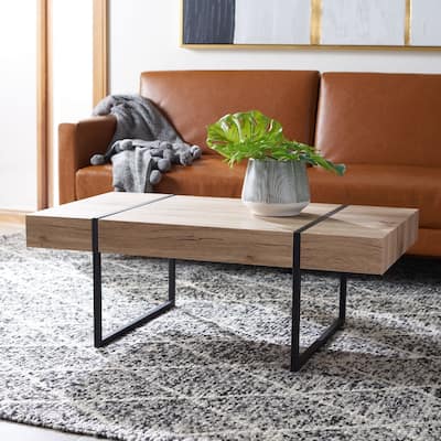 SAFAVIEH Tristan Modern Rustic Rectangular Coffee Table - 43.3" W x 23.6" L x 15.7" H - 43.3" W x 23.6" L x 15.7" H