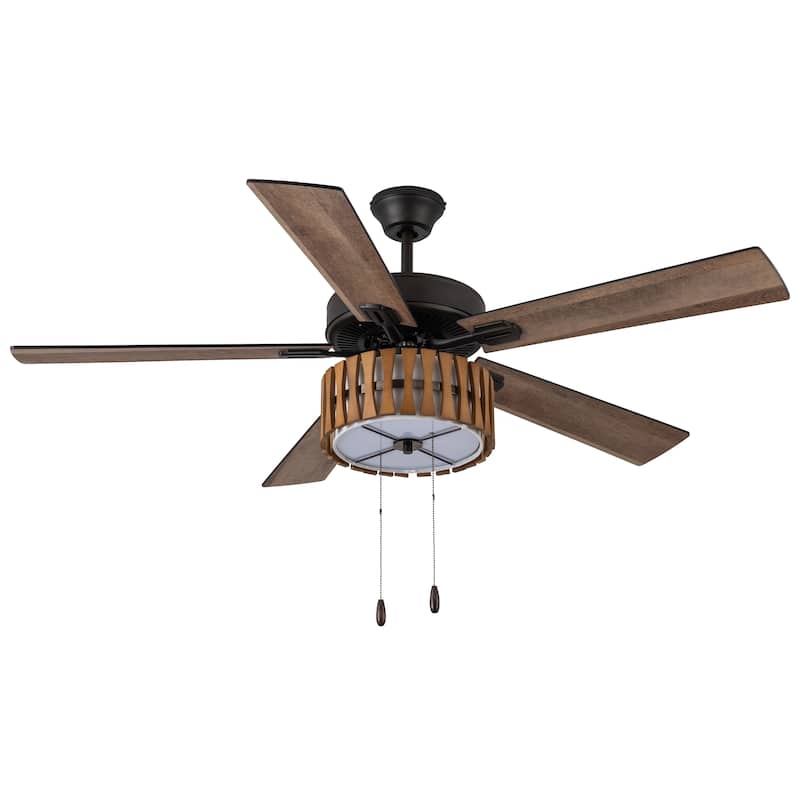 Adan River of Goods Oil Rubbed Bronze Metal and Wood 52-inch 3-Light Ceiling Fan - 52" x 52" x 13.75"/18.75"