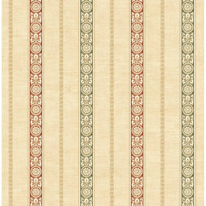 Seabrook Designs Caspien Decorative Stripe Unpasted Wallpaper Bed