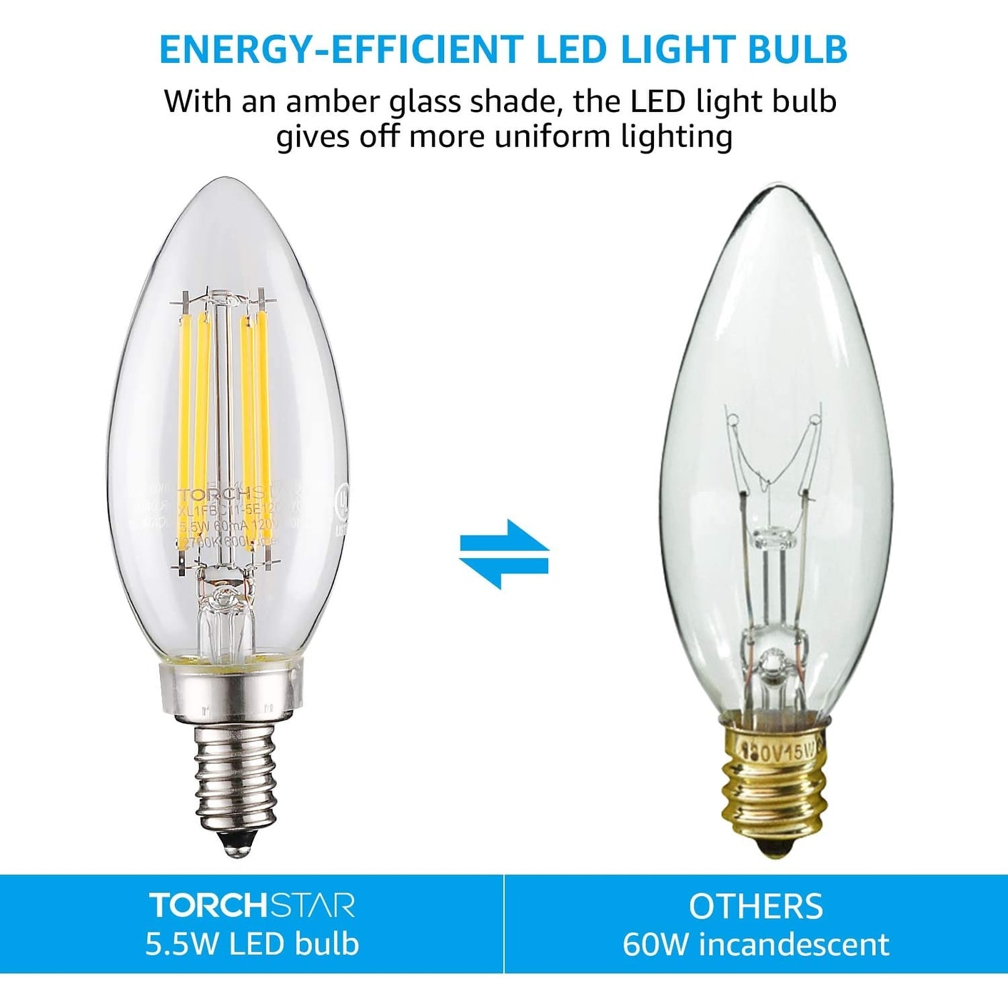 Vintage Edison Light Bulb Dimmable Filament 2700k 430 Lumens E12 Energy Saving 360 Degree Beam 4w = 40w Incandescent Soft White Light LED Candelabra Bulb by Lumin Brite 3pk Clear Glass Flame Tip Vintage Edison Light Bulb Dimmable Filament 2700k 430 Lumens E12 Energy Saving 360 Degree Beam 4w = 40w Incandescent Soft White Light LED Candelabra Bulb by Lumin Brite 3pk Clear Glass Flame Tip
