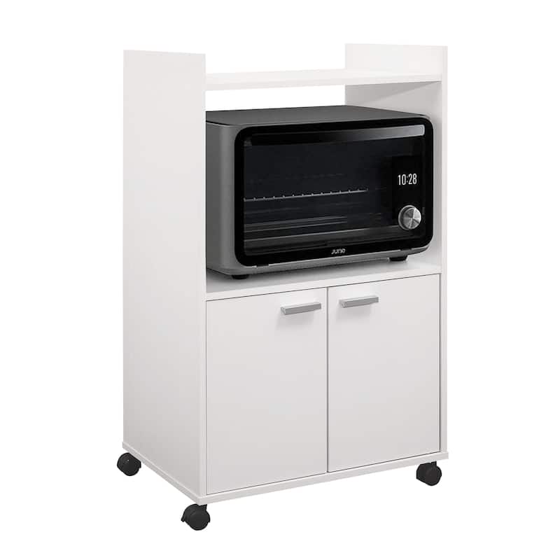 2-Door Kitchen Microwave Cart, White