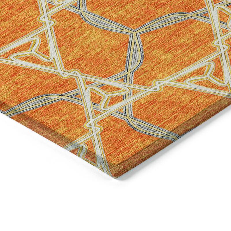 Machine Washable Indoor/ Outdoor Transitional Links Chantille Rug