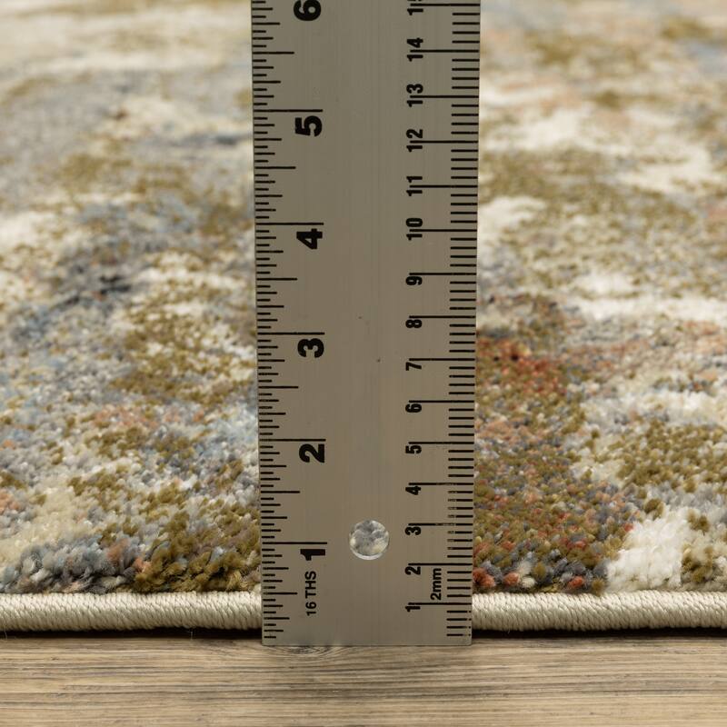 ROW Gemma Contemporary Mottled Abstract Olive/Blue Area Rug