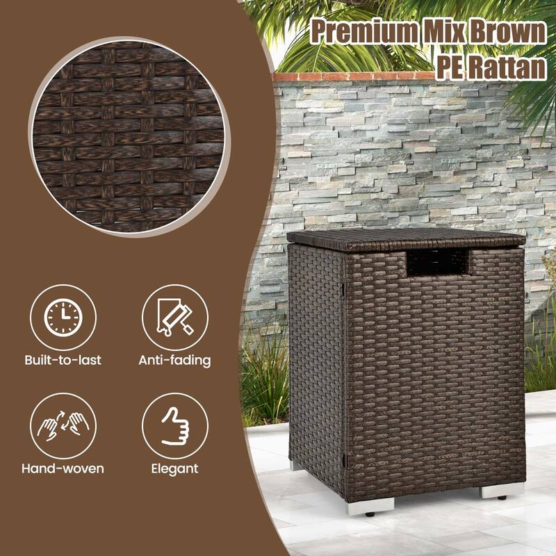 16'' Rattan Propane Tank Cover Hideaway Side Table Propane Gas Holder