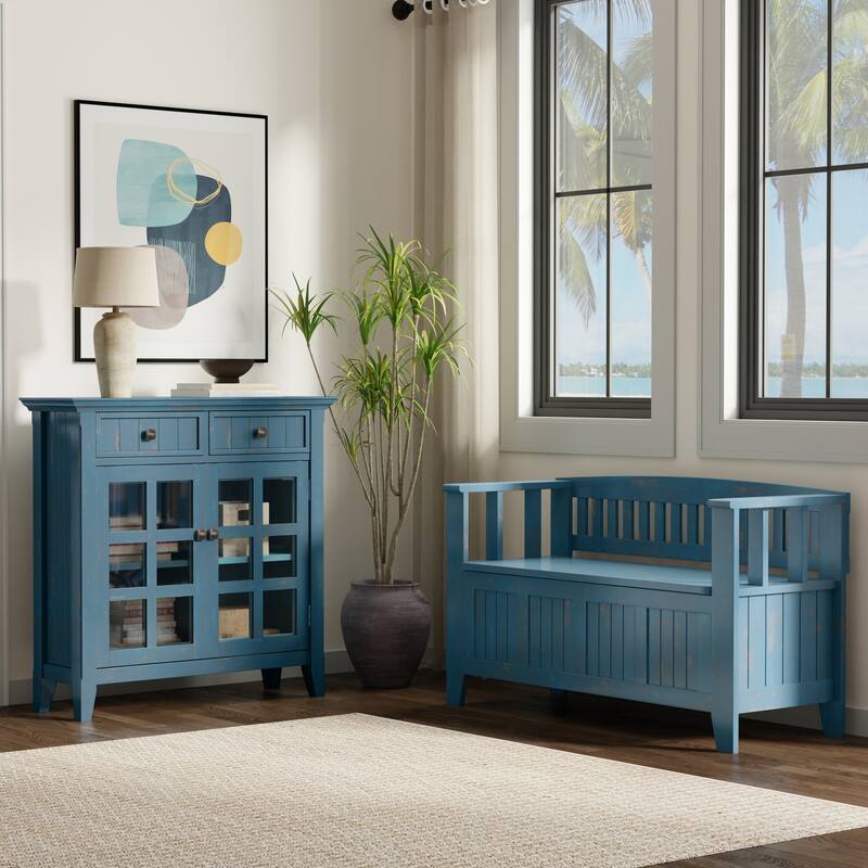 WYNDENHALL Normandy Solid Wood 48" Wide Storage Bench & 36" Wide Storage Cabinet