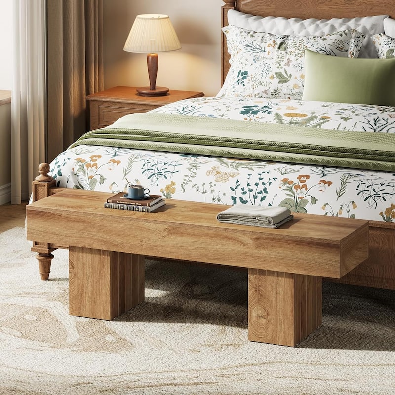 Entryway Bench, Farmhouse Wooden End of Bed Bench, Long Dining Bench