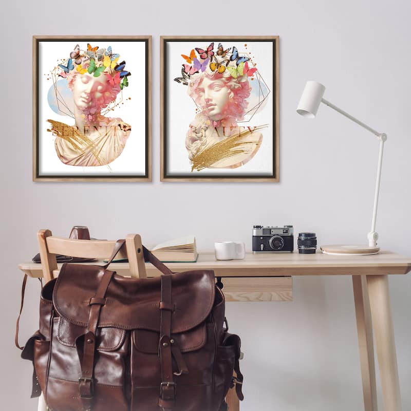 Stupell Serenity & Beauty Glam Collages Framed Floater Canvas Wall Art Design By Susan Arnot (Set of 2)