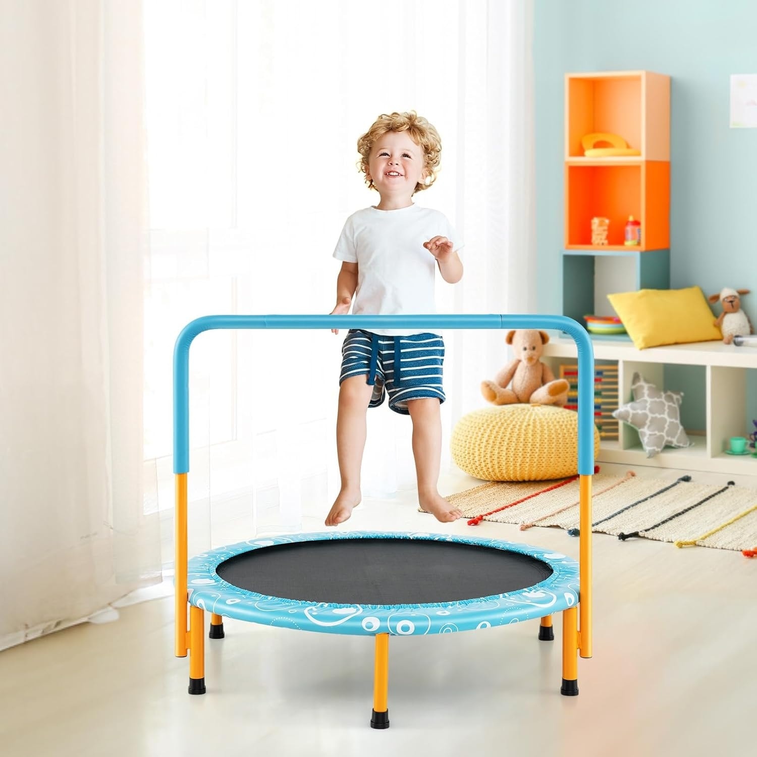 36'' Mini Trampoline Foldable Rebounder Trampoline w/Foamed Handle