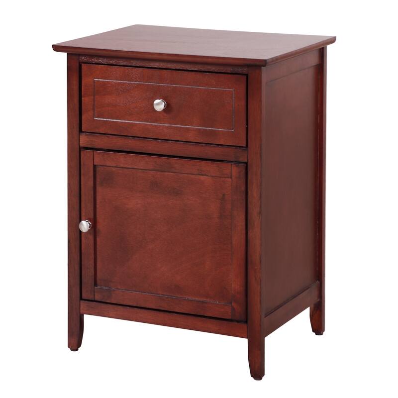 1-Drawer Cherry Nightstand with Modern Classic Design and Storage, 25 Inch Versatile Bedroom Side Table