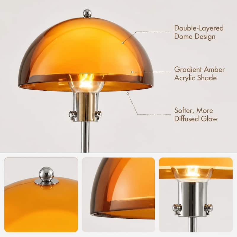 Mid-Century Modern Acrylic Mushroom Floor Lamp with Dual Shade