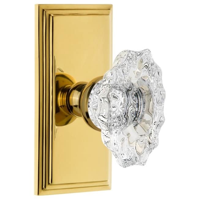 Grandeur Carre Solid Brass Rose Single Dummy Door Knob with Biarritz - Polished Brass