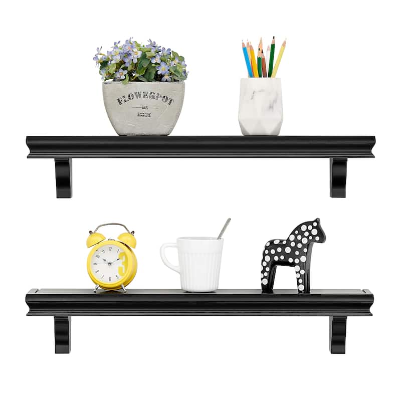 Danya B. 24" Floating Display Ledge Wall Shelves - Set of 2
